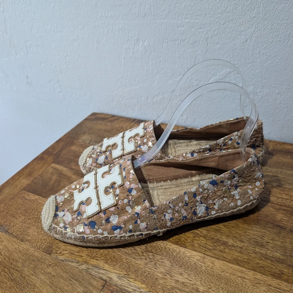New Tory Burch Women Ines Cork Logo‎ Flat Espadrilles US 7.5